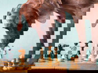 Un chien intelligent joue aux échecs