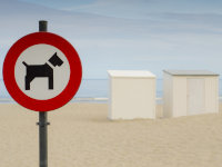 Un panneau "interdit aux chiens" sur la plage